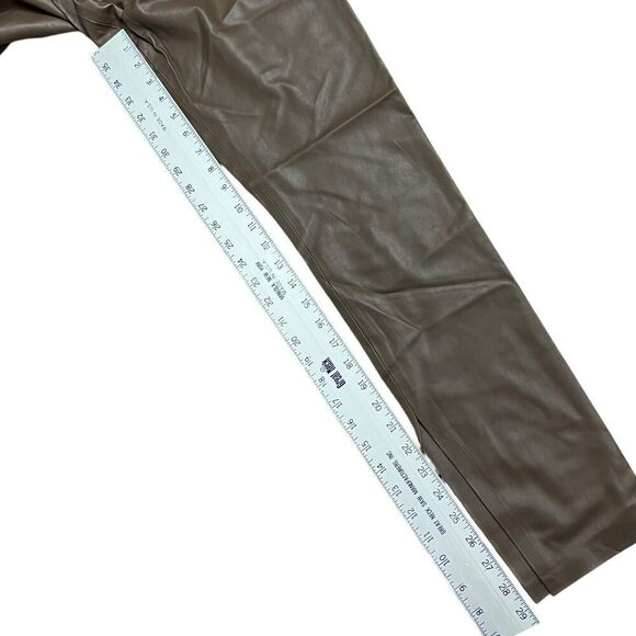 Blank NYC Pants Womens 29 Brown Faux Leather Skinny Ankle Slit Chocolate Pull On - Picture 4 of 14